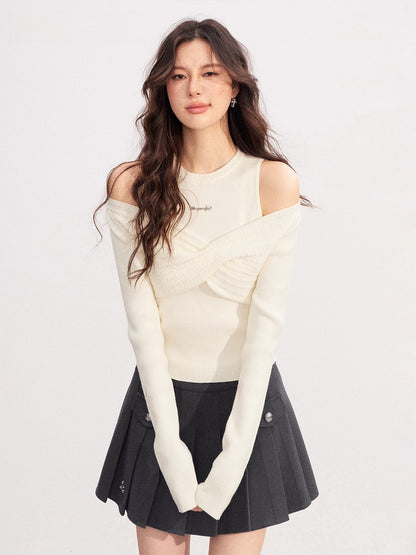 Bow Cable Knit Sweater Set