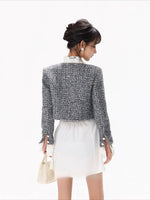 White Tweed Ruffle Jacket