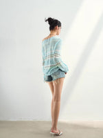 Stripe Openwork Knit Sweater