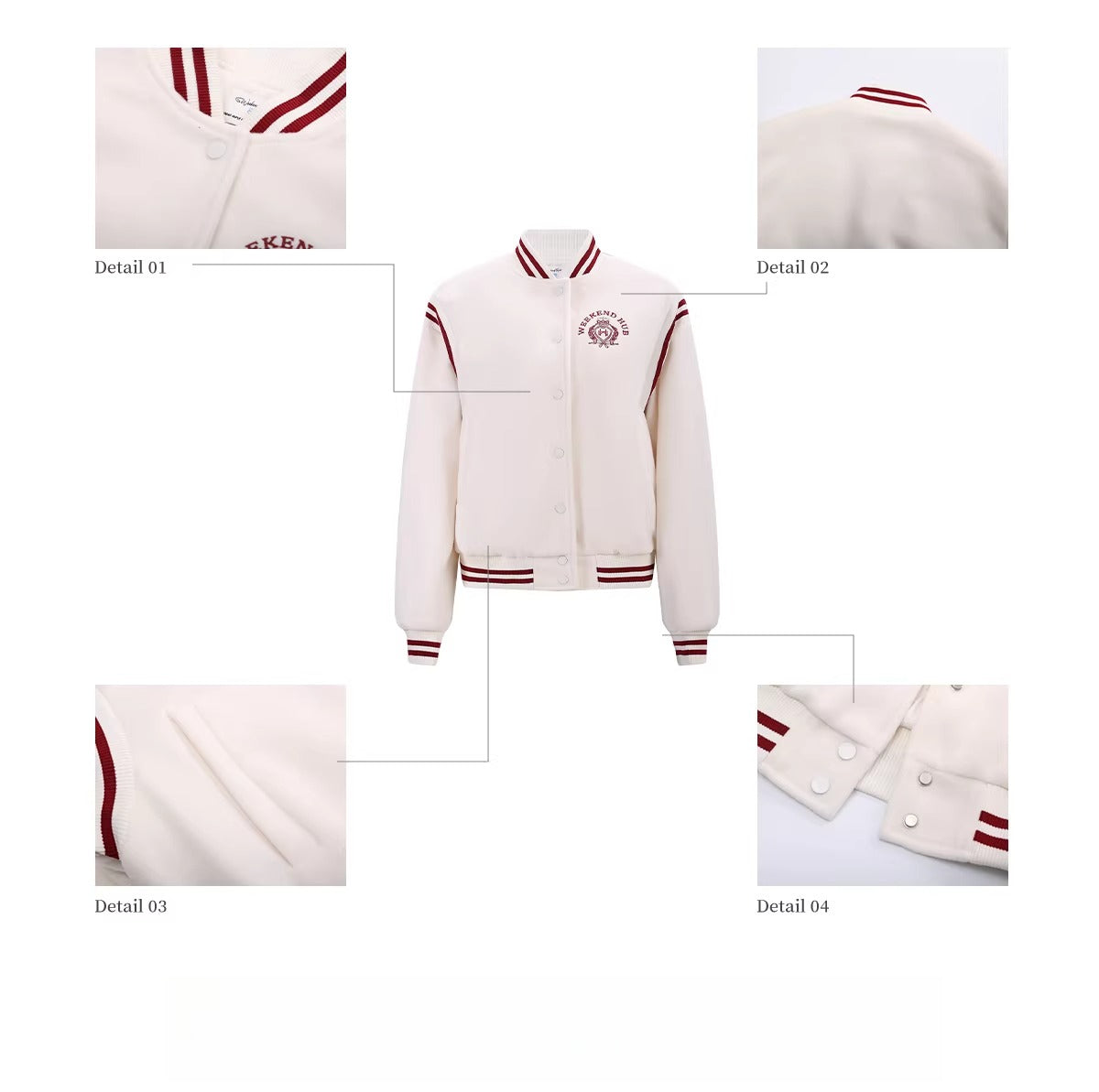 White Contrast Varsity Jacket