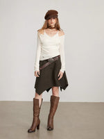 Irregular Utility Cargo Midi Skirt