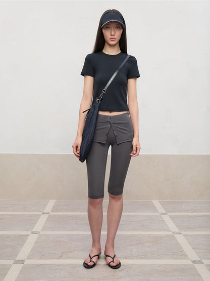 Regular-Shoulder Round Neck Short-Sleeve T-Shirt