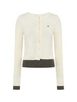 Contrast Knit Mock-Layer  Top