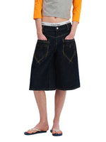 Raw Denim Cropped Straight Pants