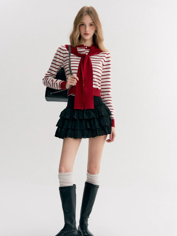 Striped Knit Cape Set