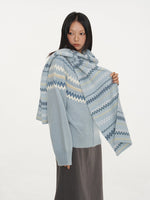 Blue & Black Fair Isle Scarf
