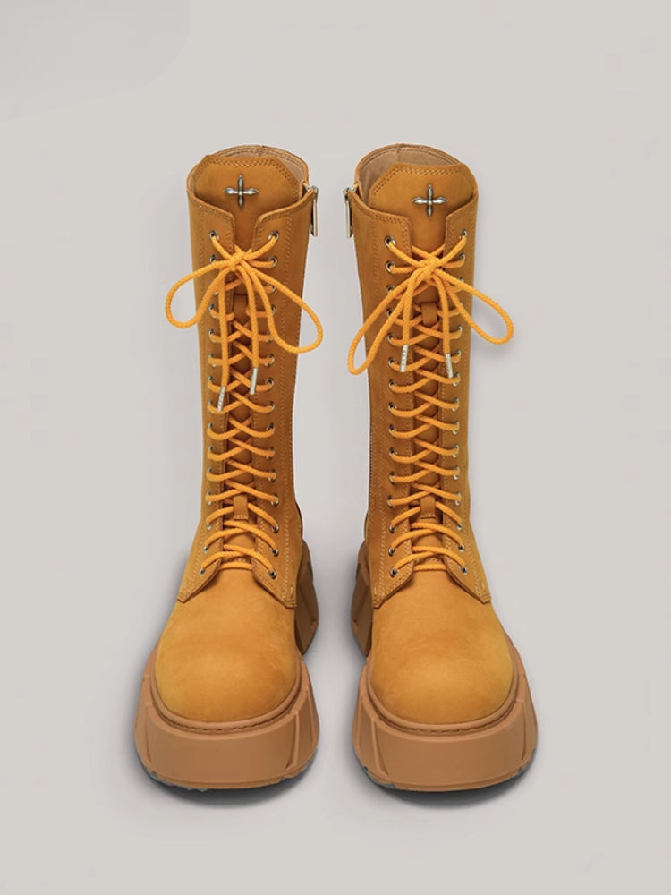 Future Mirage Leather Rider High Boots Ginger