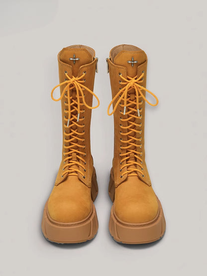Future Mirage Leather Rider High Boots Ginger