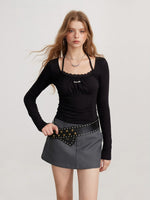 Ruched Tie Long Sleeve Top