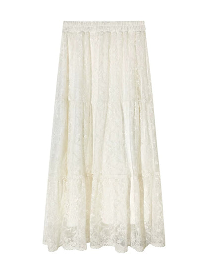 Lace Tiered Maxi Skirt