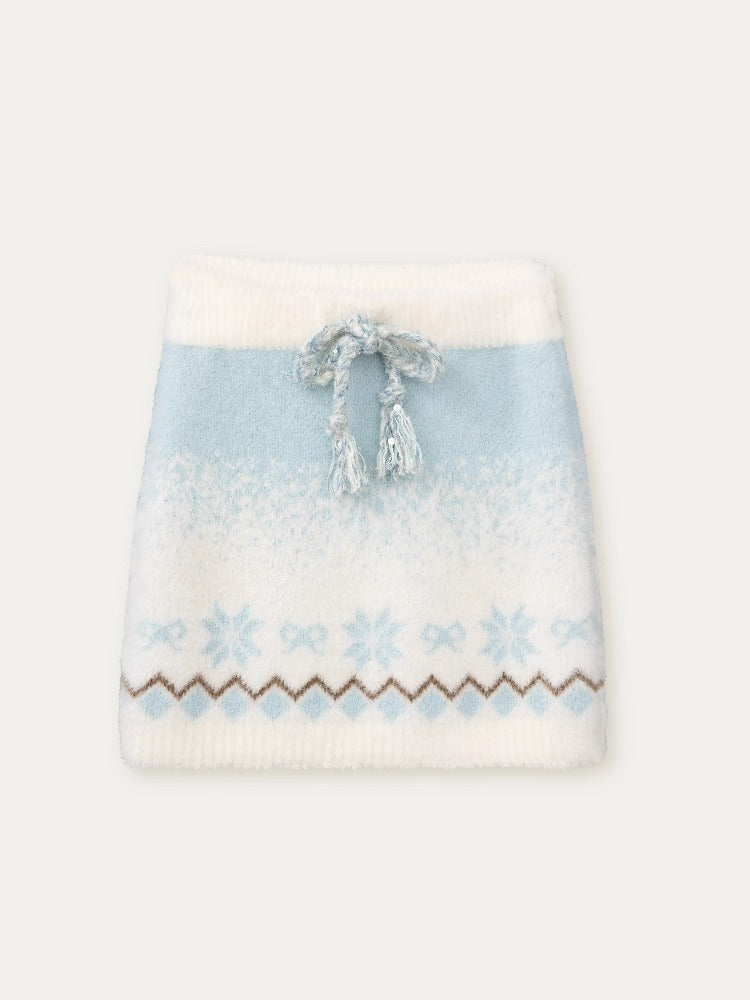 "Snowfall Minka" Fair Isle Mink Knit Sweater &amp; Skirt Set