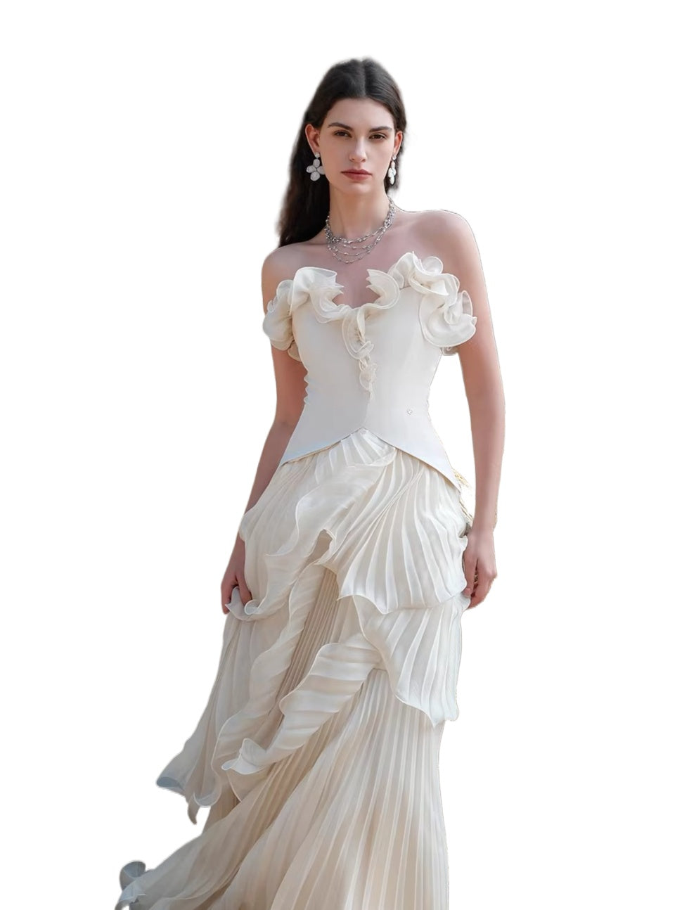 Venetian Pleated Maxi Dress