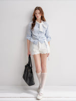 Embroidered Lace Denim Shorts