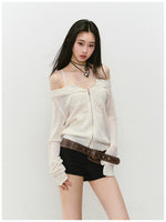 Knitted Floral Convertible Hollow-out Coat