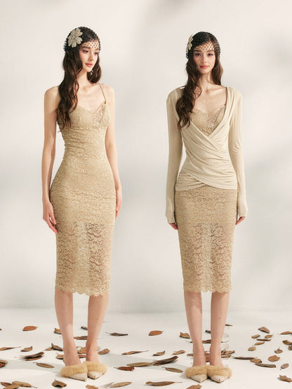 Embroidered Lace Fishtail Dress