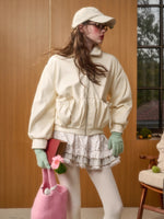 Cream White Peter Pan PU Jacket