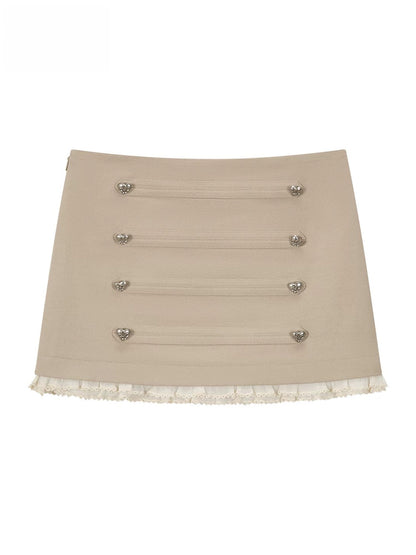 Heart Button Mesh Skirt
