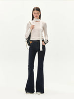Asymmetric Ribbon Cutout Knit Top