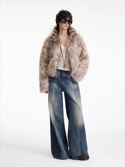 Laser Wash Straight Jeans