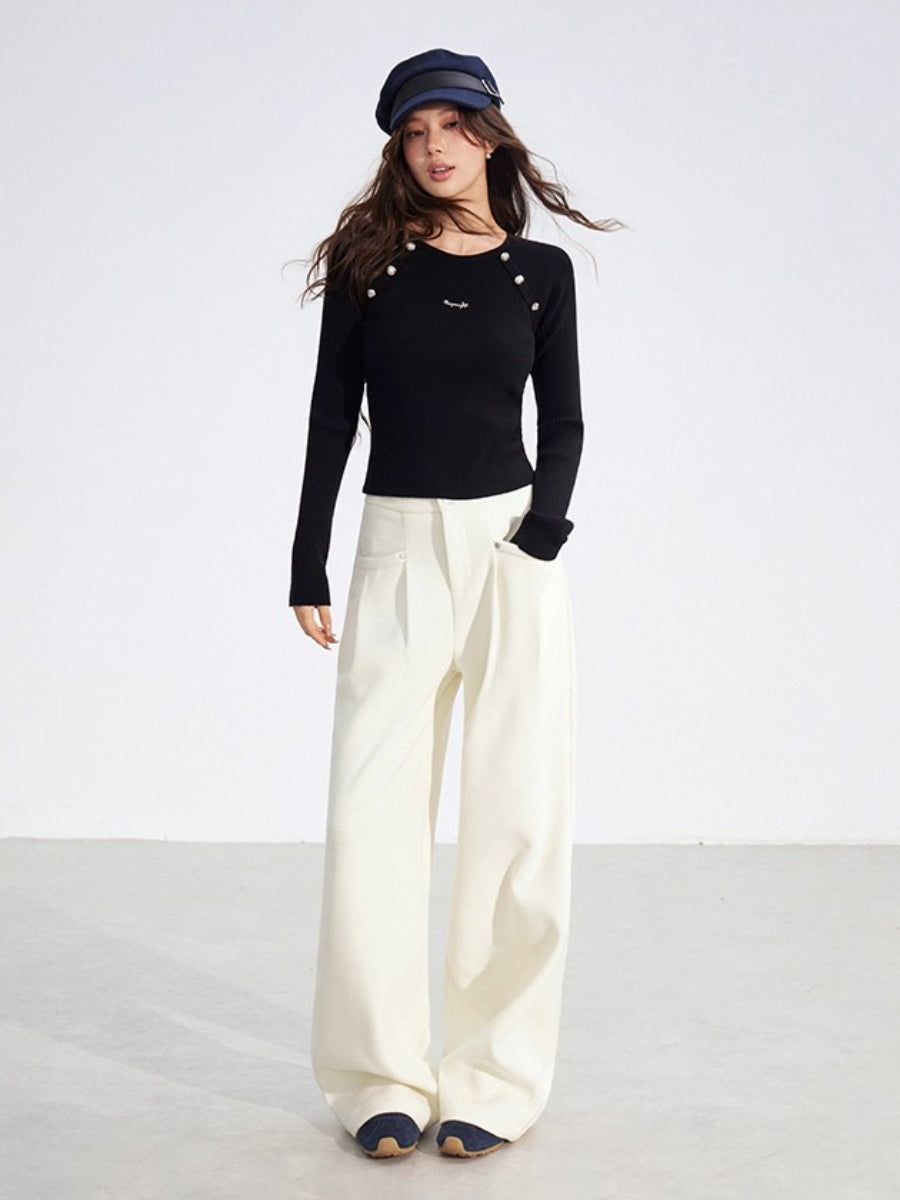 Black &amp; Beige Faux Layered Knit