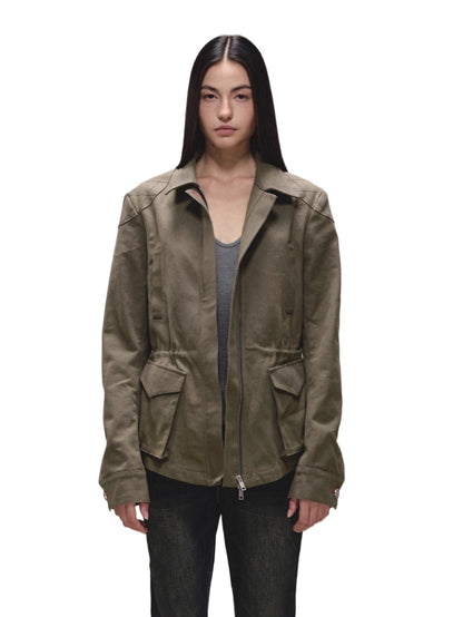 Diamond-Quilt Contrast Hunter Jacket