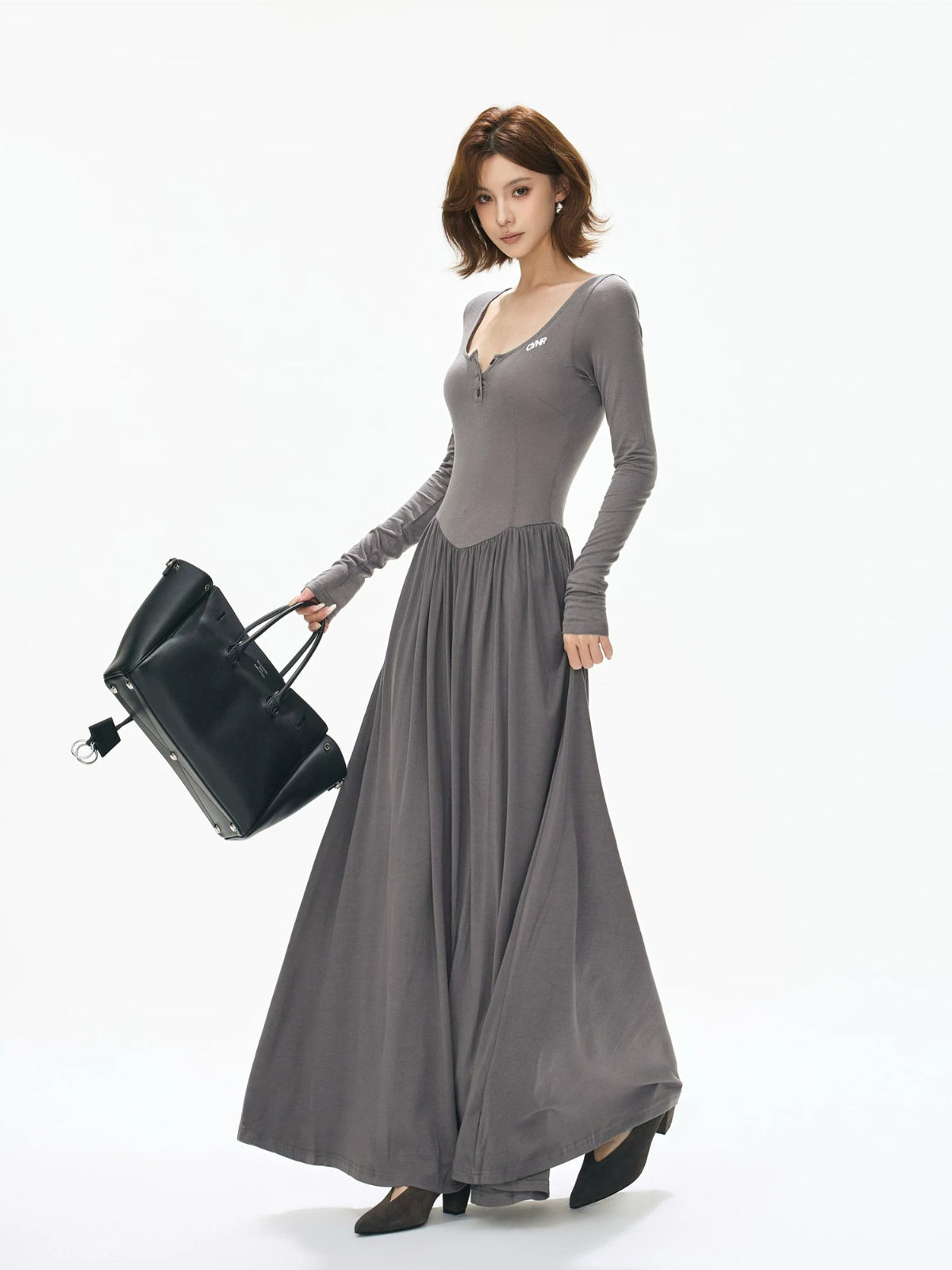 Square Neck Slim Maxi Dress