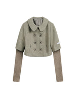 Vintage Double-Breasted Crop Jacket