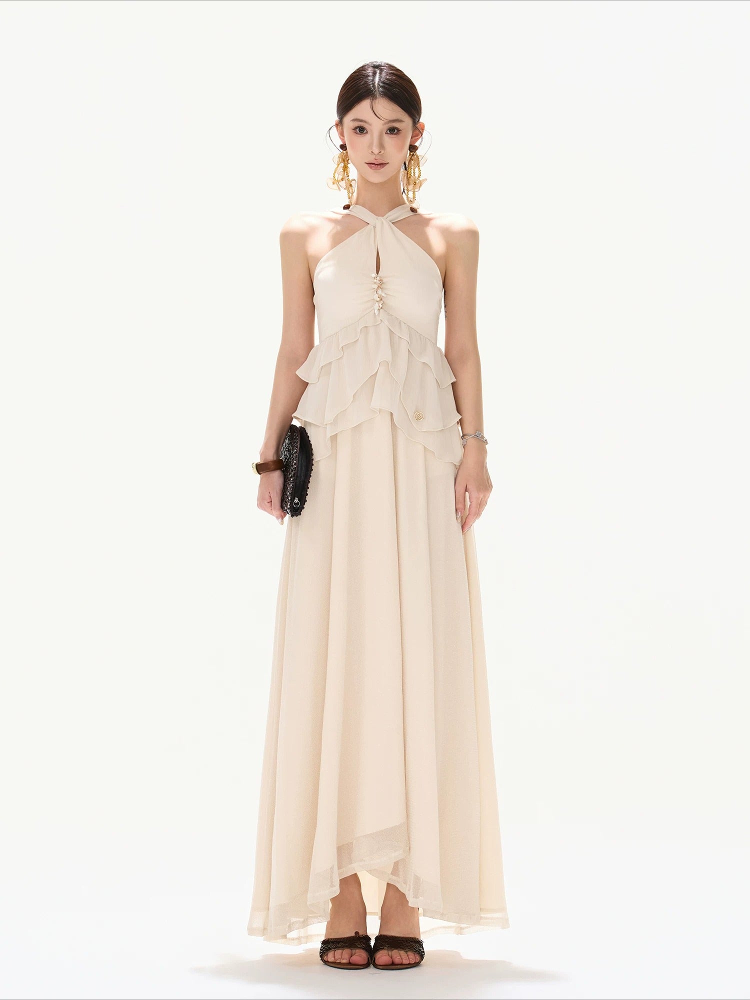Embellished Chiffon Maxi Dress