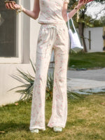 Cream Floral Lace Trim Cardigan & Pants Set