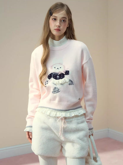 White Faux Shearling Winter Shorts