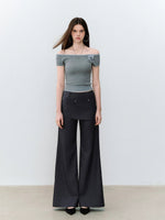Blade Buckle Asymmetric Wide-Leg Pants