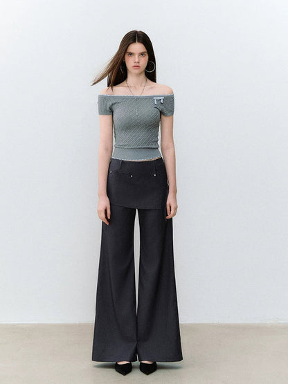 Blade Buckle Asymmetric Wide-Leg Pants
