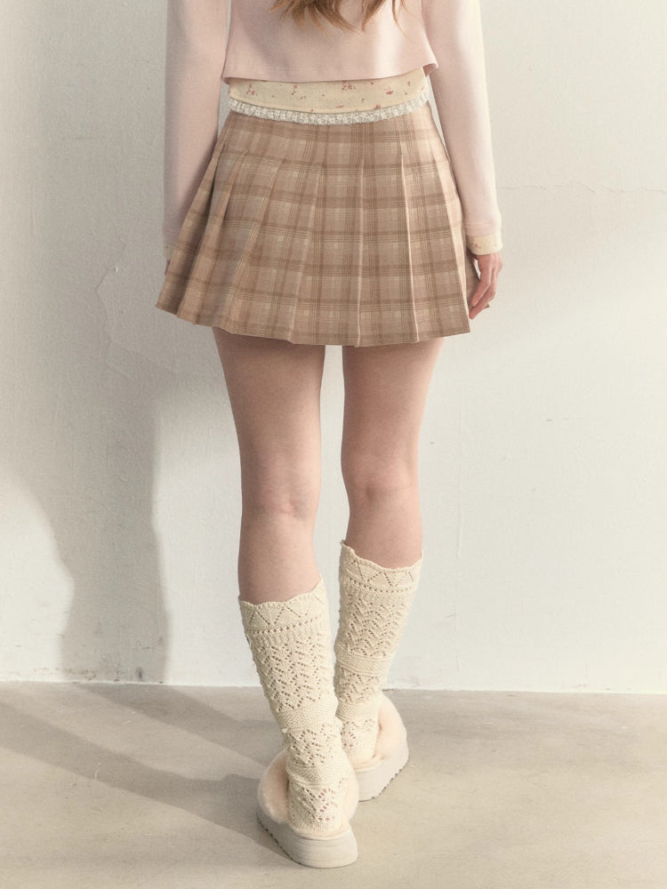 Vintage Wrap Plaid Pleated Skirt