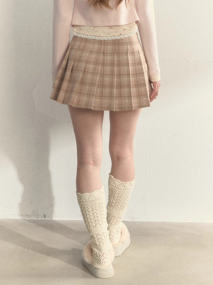 Vintage Wrap Plaid Pleated Skirt