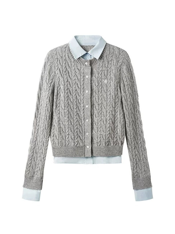 Cloud Wool Patchwork Cardigan