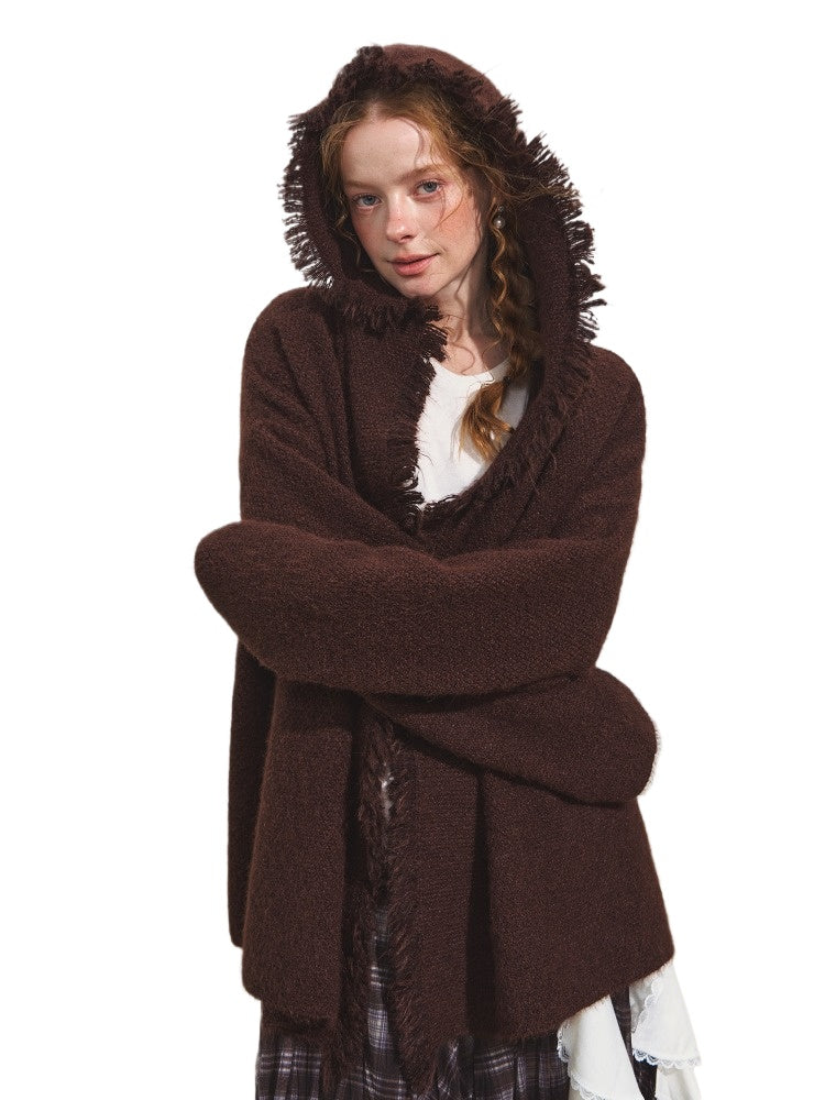 Tassel Hooded Cardigan