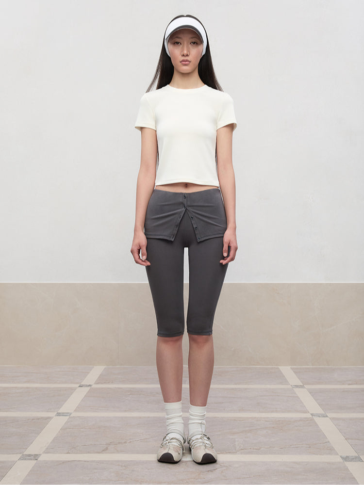 Regular-Shoulder Round Neck Short-Sleeve T-Shirt