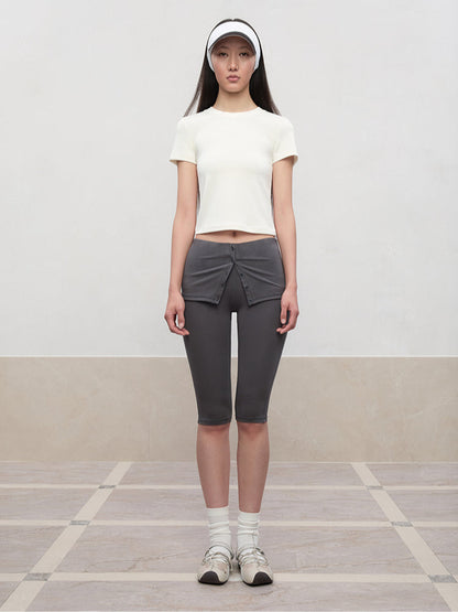 Regular-Shoulder Round Neck Short-Sleeve T-Shirt