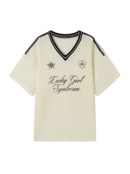 Textured Contrast Trim Sports T-shirt