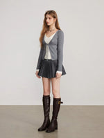 Layered V Neck Tie Knit Top