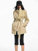 Vintage Lapel Belted Trench Coat