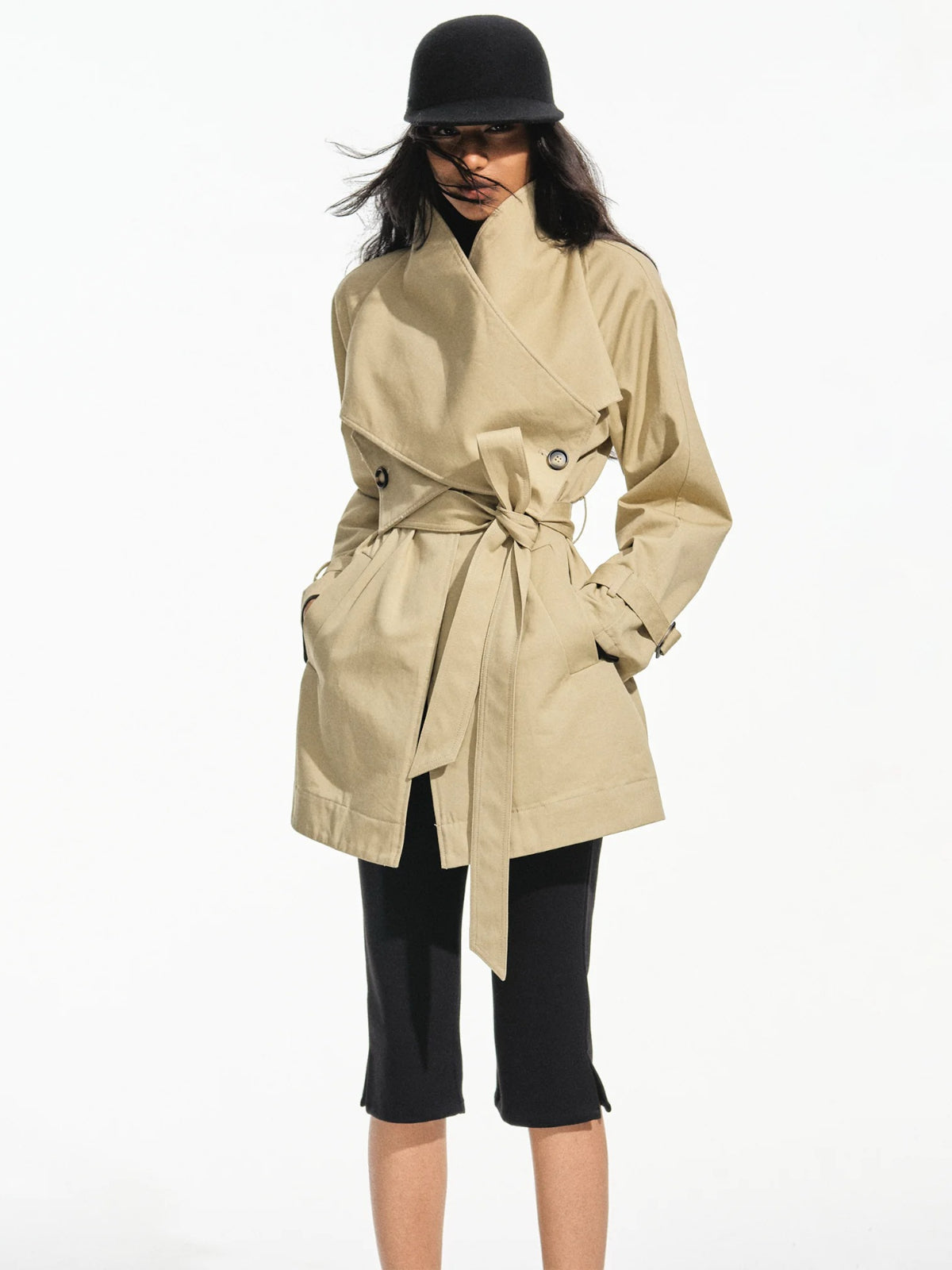 Vintage Lapel Belted Trench Coat