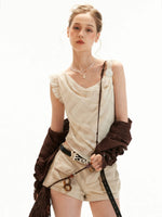 Asymmetric Pearl Chiffon Layered Top