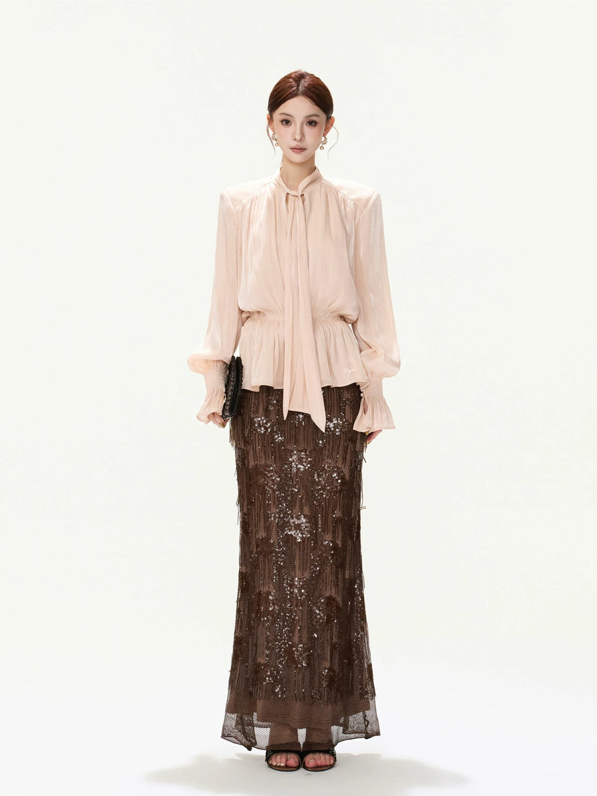 Bow Lantern Sleeve Blouse