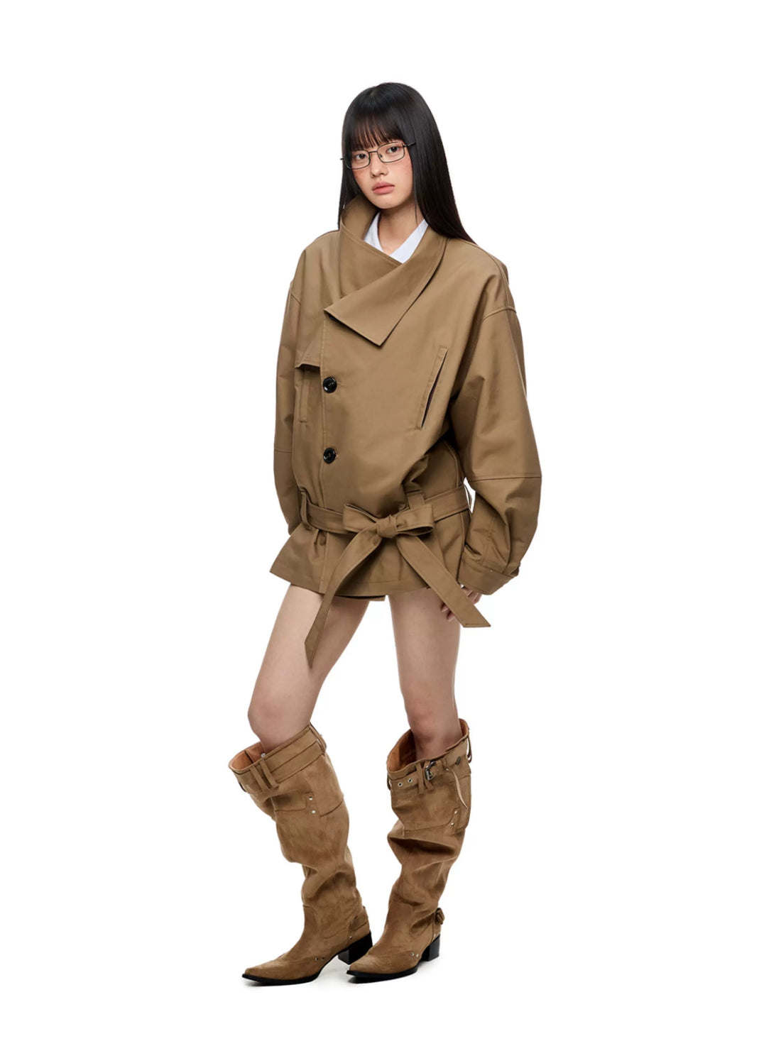 Vintage Oversized Lapel Trench Jacket