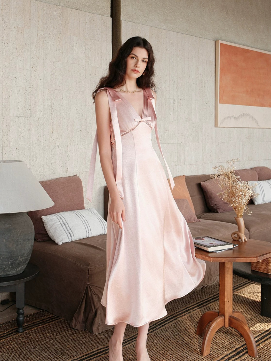 Peggy Satin Halter Dress
