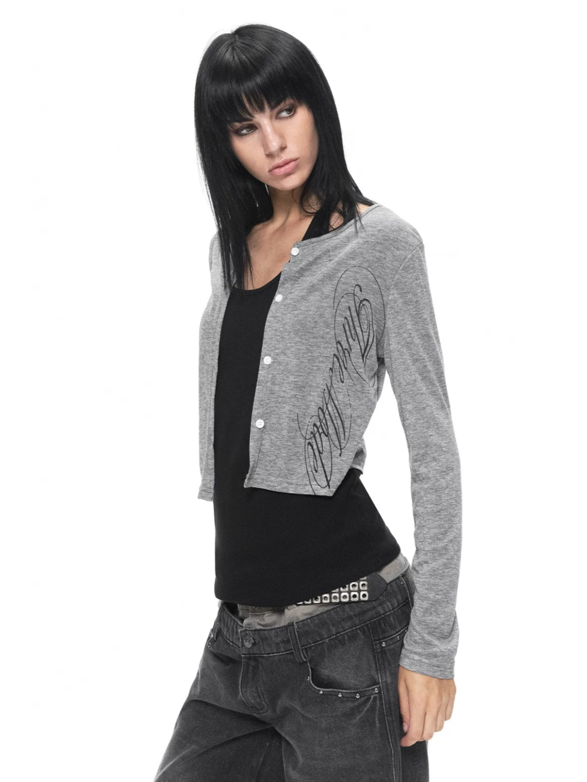 Vintage Graphic Cropped Cardigan