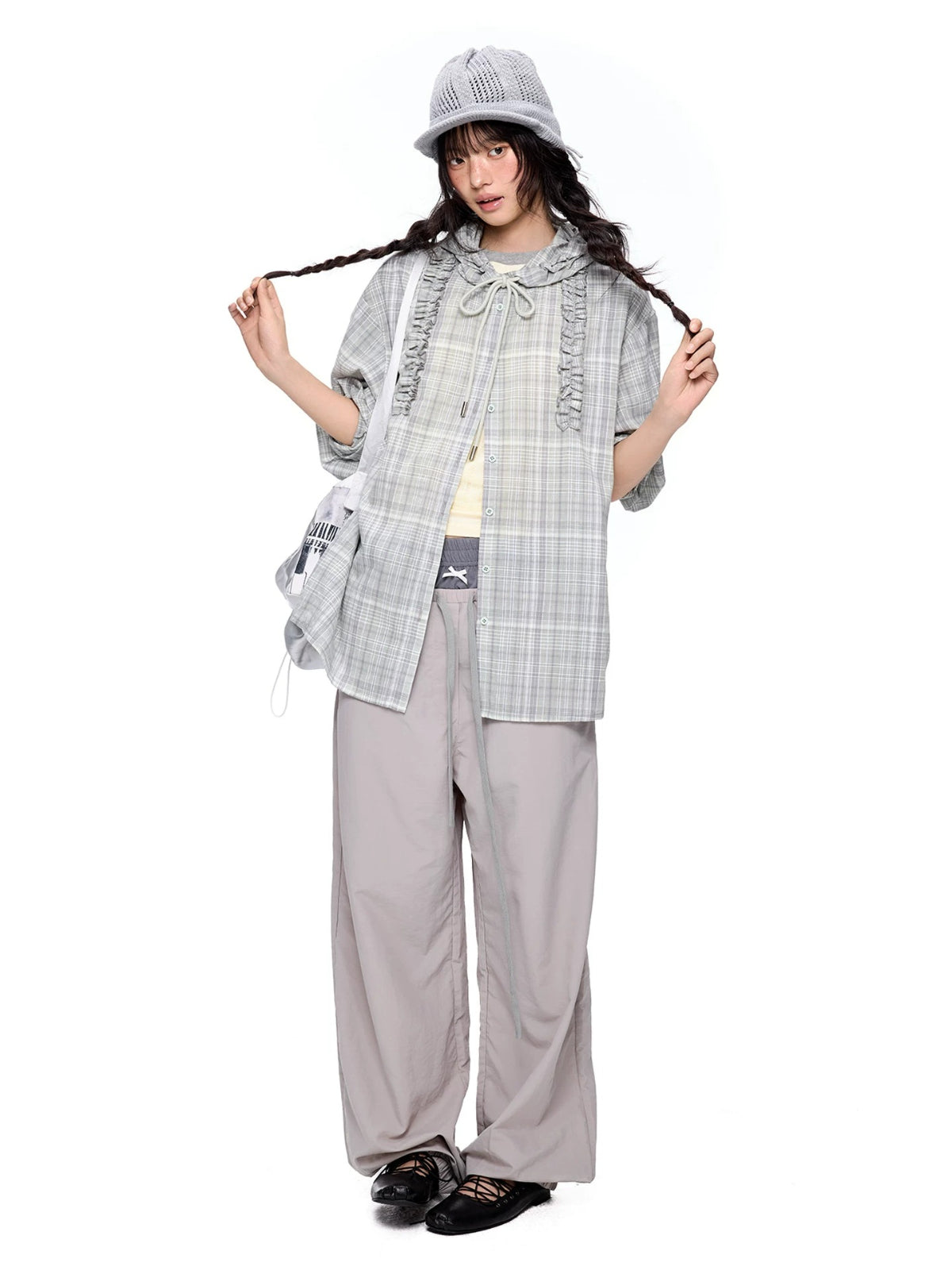 Vintage Plaid Hooded Oversized Shirt