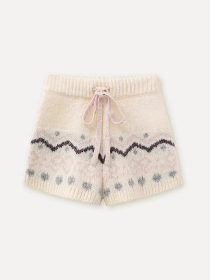 Fair Isle Knit Sweatshirt &amp; Shorts &amp; Scarf Set
