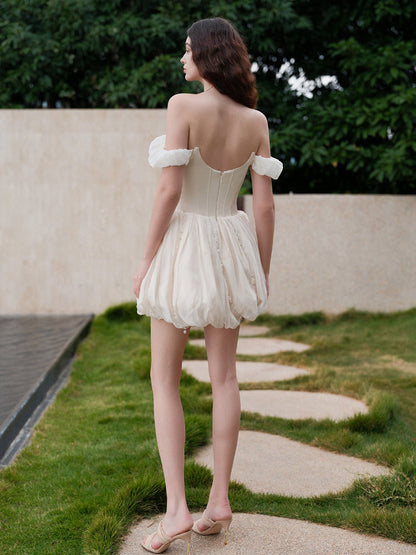 Strapless Waist Cinched Puff Dress